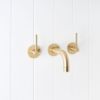 Sydney Wall Spout + Double Handle Taps Brushed Brass