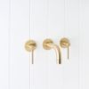 Sydney Wall Spout + Double Handle Taps Brushed Brass