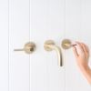 Sydney Wall Spout + Double Handle Taps Warm Brushed Nickel