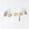 Sydney Wall Spout + Double Handle Taps Warm Brushed Nickel