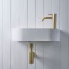 Wall Hung Basin with Short Basin Mixer Set Brushed Brass