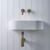 Wall Hung Basin with Wall Mixer Set Antique Brass