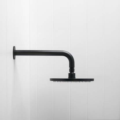 Wall Shower Arm and Head Matte Black 200mm