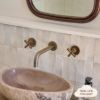 Sydney Wall Spout + Cross Taps Antique Brass
