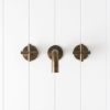 Sydney Wall Spout + Cross Taps Antique Brass