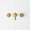 Sydney Wall Spout + Cross Taps Brushed Brass