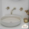 Sydney Wall Spout + Cross Taps Warm Brushed Nickel