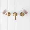 Sydney Wall Spout + Cross Taps Warm Brushed Nickel