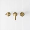 Sydney Wall Spout + Cross Taps Warm Brushed Nickel