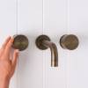 Sydney Wall Spout + Round Wall Taps Antique Brass