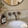 Sydney Wall Spout + Round Wall Taps Antique Brass