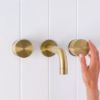 Sydney Wall Spout + Round Wall Taps Brushed Brass