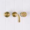 Sydney Wall Spout + Round Wall Taps Brushed Brass