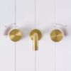 Sydney Wall Spout + Round Wall Taps Brushed Brass