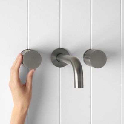 Wall Spout + Round Wall Taps Gunmetal