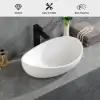Bathroom Stone Resin Oval Vessel Sink Modern Art Sink Matte White with Pop Up Drain