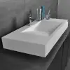 Matte White Wall-Mount Floating Basin Solid Surface Stone Resin Bathroom V-Shaped Basin