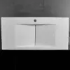Matte White Wall-Mount Floating Basin Solid Surface Stone Resin Bathroom V-Shaped Basin