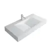 Matte White Wall-Mount Floating Basin Solid Surface Stone Resin Bathroom V-Shaped Basin