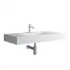 Matte White Wall-Mount Floating Basin Solid Surface Stone Resin Bathroom V-Shaped Basin