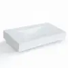Matte White Wall-Mount Floating Basin Solid Surface Stone Resin Bathroom V-Shaped Basin