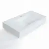Matte White Wall-Mount Floating Basin Solid Surface Stone Resin Bathroom V-Shaped Basin