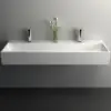 1200mm Wall-Mount Double Basin Stone Resin Matte White Floating Trough Bathroom Basin