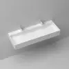 1200mm Wall-Mount Double Basin Stone Resin Matte White Floating Trough Bathroom Basin