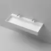 1200mm Wall-Mount Double Basin Stone Resin Matte White Floating Trough Bathroom Basin