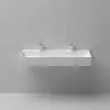 1200mm Wall-Mount Double Basin Stone Resin Matte White Floating Trough Bathroom Basin