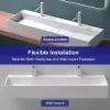 1200mm Wall-Mount Double Basin Stone Resin Glossy White Floating Trough Bathroom Basin