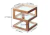Picture of Modern Glass Side Table with 3 Tiers S-shaped End Table in Walnut