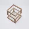 Picture of Modern Glass Side Table with 3 Tiers S-shaped End Table in Walnut
