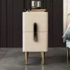 Inarrow Modern Beige Bedside Table with 2 Drawers in Gold Legs