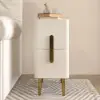 Inarrow Modern Beige Bedside Table with 2 Drawers in Gold Legs