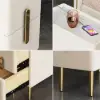 Inarrow Modern Beige Bedside Table with 2 Drawers in Gold Legs