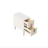 Inarrow Modern Beige Bedside Table with 2 Drawers in Gold Legs