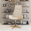 Beige PU Leather High Back Swivel Executive Office Chair with Adjustable Height