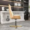 Beige PU Leather High Back Swivel Executive Office Chair with Adjustable Height