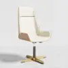 Beige PU Leather High Back Swivel Executive Office Chair with Adjustable Height