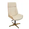 Beige PU Leather High Back Swivel Executive Office Chair with Adjustable Height