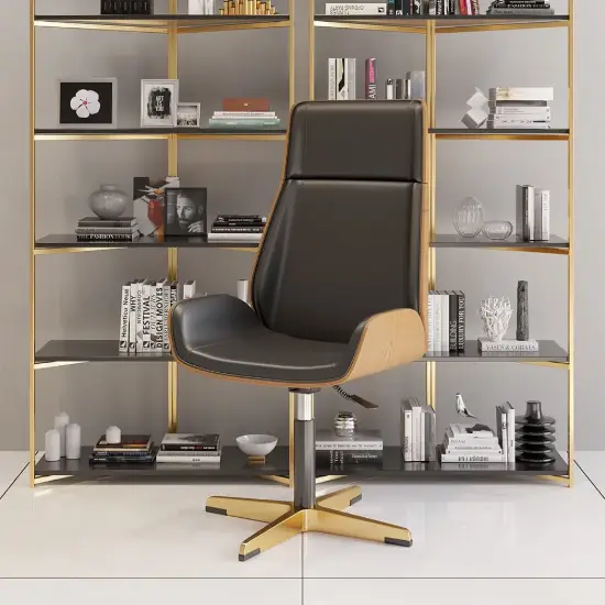 Black PU Leather High Back Swivel Executive Office Chair with Adjustable Height