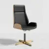 Black PU Leather High Back Swivel Executive Office Chair with Adjustable Height