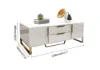 Aro Modern White Rectangular Coffee Table with Storage of Drawers & Doors in Gold