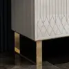 Aro Modern White Rectangular Coffee Table with Storage of Drawers & Doors in Gold
