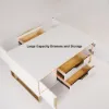 Aro Modern White Rectangular Coffee Table with Storage of Drawers & Doors in Gold