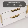 Aro Modern White Rectangular Coffee Table with Storage of Drawers & Doors in Gold