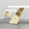 Modern 160 cm Rectangular White Rubberwood Desk with Drawer & Gold Base