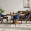 Modern Blue Linen Dining Chair with Upholstered, 2 Pieces