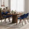 Modern Blue Linen Dining Chair with Upholstered, 2 Pieces